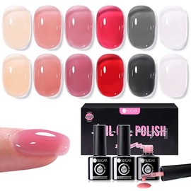 UR SUGAR UV Nagellack Jelly, 6 Farben Rubber Base Gel Coat for Nails Rot Schwarz Weiß Rosa, Gel Nagellack Jelly GelNail Polish, Builder Gels Schellack Soak Off UV LED Manicure DIY zu Hause