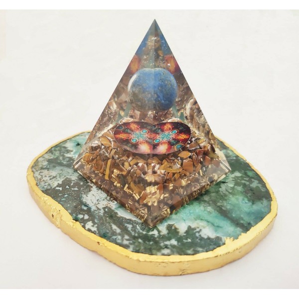 Nirdesh Orgonite Pyramid Tiger Eye Crystal, Lapis Lazuli Crystal Ball