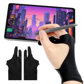 YUXIANLB 2 Pcs Professional Digital Drawing Glove for Artists Elastic Graphics Glove for Drawing Tablets Anti Smudge Guard with 2 Finger Design for Sketching Digital Art Illustration Black Precision