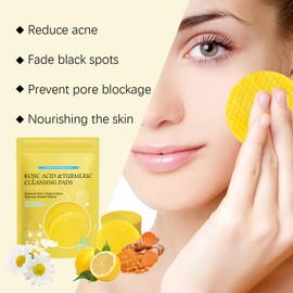 Mikabila (03) Turmeric Face Exfoliating Pads, Turmeric Kojic/Acid Cleansing Pads, Turmeric Cleansing Pads for Face, Balances Skin Oil and Water Hydrating, Face Sponges for Cleansing