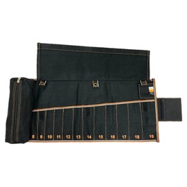 BULL TOOLS Metric Ratcheting Wrench Roll Organiser (8-19mm), 12+1 Metric Roll, with Zip Pouch, Durable Recycled Cotton Canvas for Mechanics, DIYers, and Home Use - Black - (Tools are not Included)