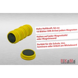 Rikama 60 Pack Round Magnets 24mm Diameter for Whiteboards and Magnetics, Refrigerators, Cabinets and Other Metal Surfaces - Holds up to 10 A4 Pages (Mixed Colors)