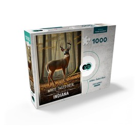 MyPuzzle Indiana, White-Tailed Deer: State Animals Series - Premium 1000 Piece Jigsaw Puzzle for Adults