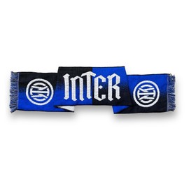 Inter Gothic Limited Edition Jacquard Logo Scarf, Acrylic, Unisex Adult, Black/Blue/White, One Size