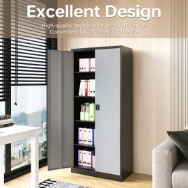 SISESOL Metal Garage Storage Cabinet with Doors and Shelves, 71" Multifunctional Garage Storage Closet Large Garage Locker with Adjustable Shelves & Locking Doors Steel Snapit Storage Tall Cabinet