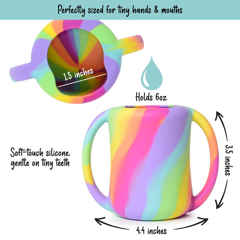 PrimaStella Silicone Baby & Toddler Training Cup with Handles (Rainbow