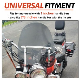 ECOTRIC Universal Tinted Windshield 19"x17" Compatible with Harley Davidson Suzuki Yamaha Honda Kawasaki Motorcycle Smoke Large Windscreen