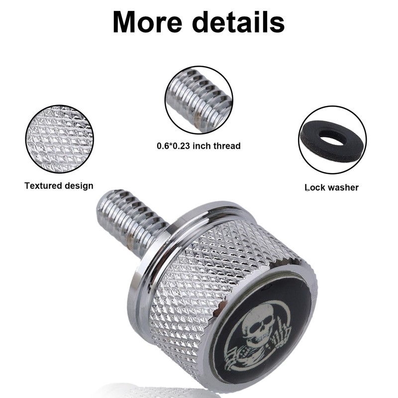Motorcycle Rear Fender Seat Bolt, Skull Design 1/4"-20 Thread Seat