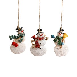Festive Ornaments, Christmas Tree Decorations, 2 Pack Assorted Santa Designs with Strings, Hanging Ornaments, Pandents for Christmas, New Year, Party Supplies (Snowmen, Pack of 3)