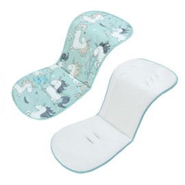 Baby Pushchair Seat Liners,Universal 3D Mesh Double-Sided Pram Seat Liner,Baby Stroller Liner Pad Seat Cover Seat Cushion for Toddler Infant,Reversible,37x80cm(Green Unicorn)