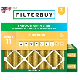Filterbuy 15.25x15.25x4 Air Filter MERV 11 (MPR 1200) Allergen Defense Replacement (3-Pack), Electrostatic Pleated HVAC AC Furnace Filters, Made in USA (Actual Size: 15.25 x 15.25 x 3.63)