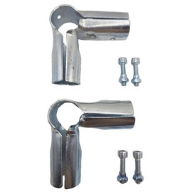 90 Degree 3-Way Pipe Connector, Stainless Steel End Rail Clamps, 1 in O.D., Chain Link Fence Fittings with Bolts and Nuts (2 Set)