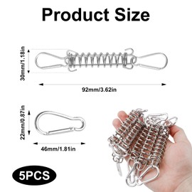 Tension Spring Stainless Steel Tension Springs for Awning Attachment, 5 Tension Springs, Windproof and Highly Elastic, for Tensioning Tents, Tarps, Outdoor Spring Holder for Camping Awning Tents and