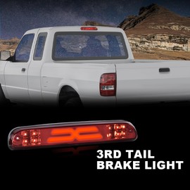 PIT66 LED Third Tail Brake Light Compatible With Ford F250/F350/F450/F550/Super Duty 1999-2016,High Mount Rear Stop Lights(Red lens White Housing X)