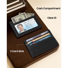 Fintie Slim Minimalist Front Pocket Wallet, RFID Blocking Credit Card Holder Card Cases with ID Window for Men Women, Black