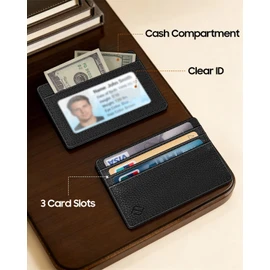 Fintie Slim Minimalist Front Pocket Wallet, RFID Blocking Credit Card Holder Card Cases with ID Window for Men Women, Black
