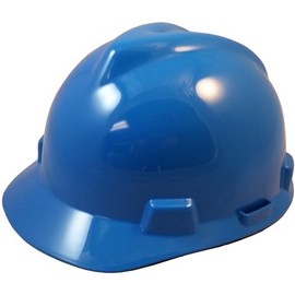 MSA V Cap Style Hard Hats w/FasTrac III Suspensions and Handy Tote Bag - Blue