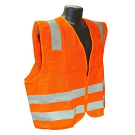 Radians SV8OMXL Polyester Mesh Standard Class-2 Vest, X-Large, Orange