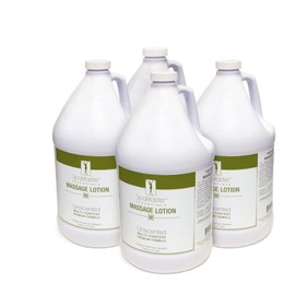 Master Massage - Organic, Unscented, Vitamin-Rich and Water-Soluble Massage Lotion - 4 Gallon Bottle Per Pack