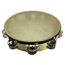 Zenison Traditional Wood 10" Head Double Row Tambourine 18 JinglesAdults Kids Percussion