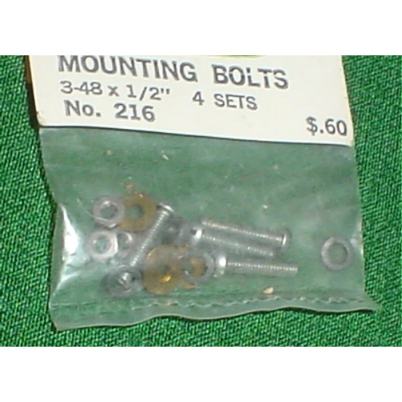 PERFECT MOUNTING BOLTS MODEL AIRPLANE, 3-48 X 1/2", 4 SETS,