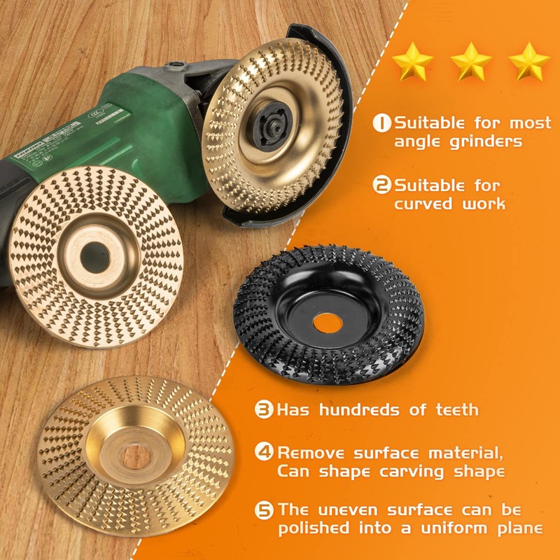 BLEKOO 4PC Angle Grinder Wood Carving Disc Set, 4" &