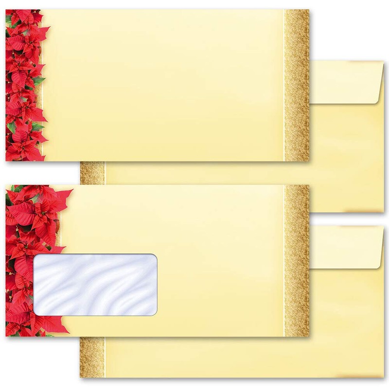 25 Envelopes (No Window) Christmas Motif, Red Christmas Stars, DIN