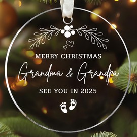 Grandparents Gifts - First Time Grandparents Gifts - Grandma Gifts, Grandpa Gifts - Baby Pregnancy Announcement Ornament for New Grandma - Grandpa Grandma to Be Ornament - Acrylic Xmas Ornament 2025