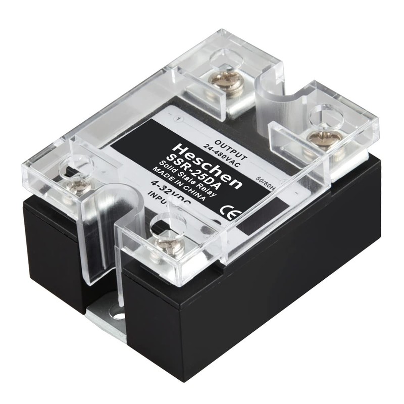 Heschen Single Phase DC/AC Solid State Relay, SSR-25DA, Input 4-32VDC,