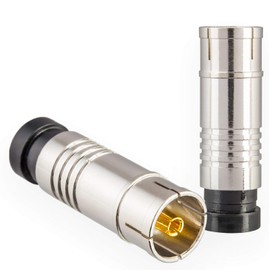 Antenna Plug Set 2 x Male and 2 x Female for Cable View, DVB-C Radio, DVB-T2 TV Antennas, IEC (Male + Female) Compression Connector for Coaxial Antenna Cable, Coupling Cable, BK Systems HQ 4K UHD