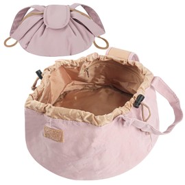 Gxhong Pink Women's Makeup Bag with Corduroy, Portability Magic Cosmetic Bag, Large Volume, Reusable