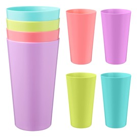 BESTOYARD Plastic Cups Cups Plastic Cups Heat Resistant Plastic Cups Large Capacity Juice Cups Beverage Cups No Lids Reusable Tasting Cups for Party and Home Use 4 Colors 8 Sets
