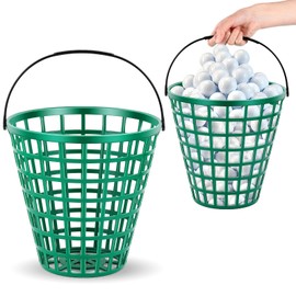 Halloscume 2 Pcs Golf Ball Basket, Can Hold 100 Balls Golf Ball Container with Handle Ball Holder Contain Stadium Accessories Golf Ball Storage Bucket for Golf Storage Practice Accessories