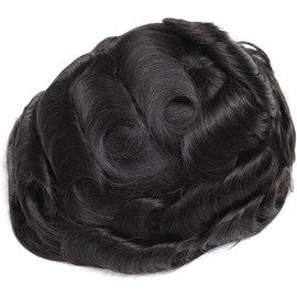 Tupé ultrafino de 0,03 mm con base de piel for hombres, sistemas de reemplazo de cabello humano.(Natural Black,8x10)