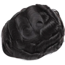 Tupé ultrafino de 0,03 mm con base de piel for hombres, sistemas de reemplazo de cabello humano.(Natural Black,8x10)