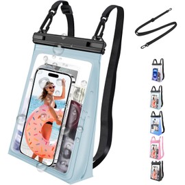 Bolsa Grande Impermeable para Teléfono Celular,Impermeable con Tira De Sellado,Bolsa Seca para Teléfonos Celulares para Todos Los Dispositivos,Adecuada para Playa (Azul Claro)