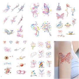 Tattoo Seal, Tattoo Seal, Body Seal, Long Lasting, Waterproof, Easy to Apply, Cute, Fashionable, Fake Tattoos for Hands, Arms, Neck, Shoulder, Back, Body, Ankle, Women's, Rainbow