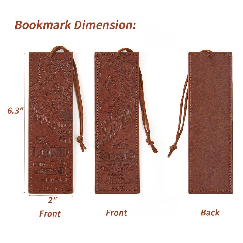 2 Pcs Wolf Lion Leather Bible Bookmark, Christian Bookmarks Gifts