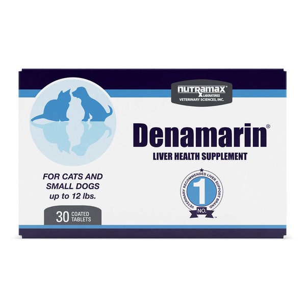 Nutramax Denamarin Liver Health Supplement for Small Dogs and Cats - With S-Adenosylmethionine (SAMe) and Silybin, 30 Tablets