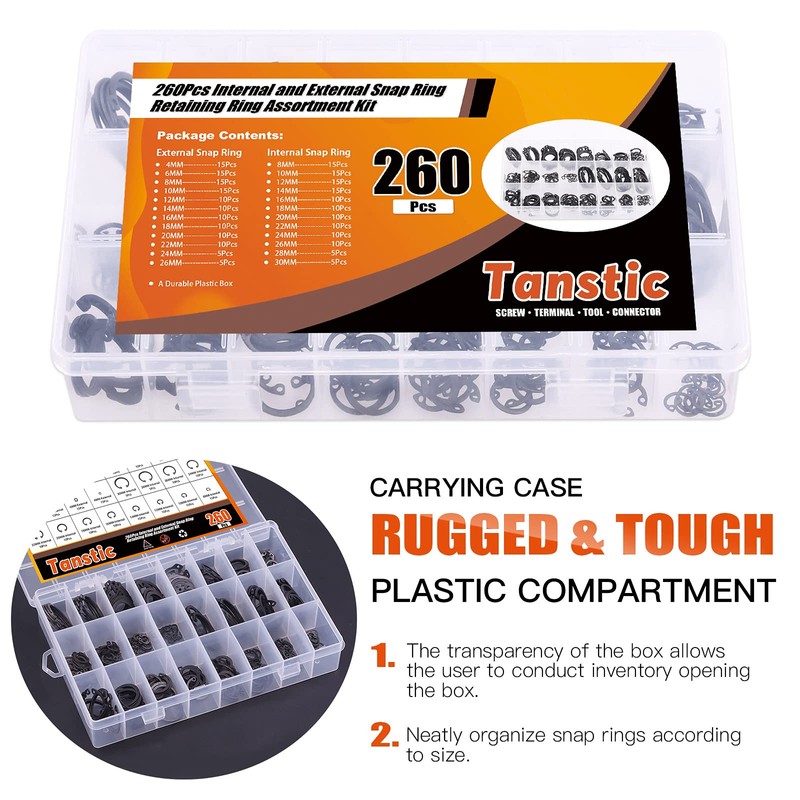 Tanstic 261Pcs 4 In 1 Snap Ring Pliers Set Snap