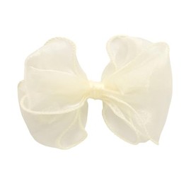 HAIRBOWS.COM Lazos para El Pelo para Niñas, de Organza con Borde Recortado Y Nudo En El Centro, Pinza para El Pelo para Niñas, Adolescentes Y Mujeres, Lazo de 12,7 Cm, Color Marfil.