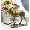 Realistic Large Bull Moose Statue In Gold Patina 11" W