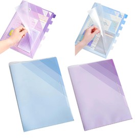 MIUPOO Poly Project Organizer,Documents Project Pockets,Office PocketFile,Clear Plastic File Folder Sleeves,L Shaped File Jackets,Blue and Purple Set of 2.