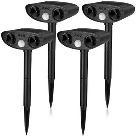 Qualirey 4 Pack Ultrasonic Animal Repellent Outdoor Solar Animal Repeller with Motion Detection Waterproof Deterrent Devices Repel Deer Cat Dog Squirrel Raccoon Skunk Rats for Yard Garden