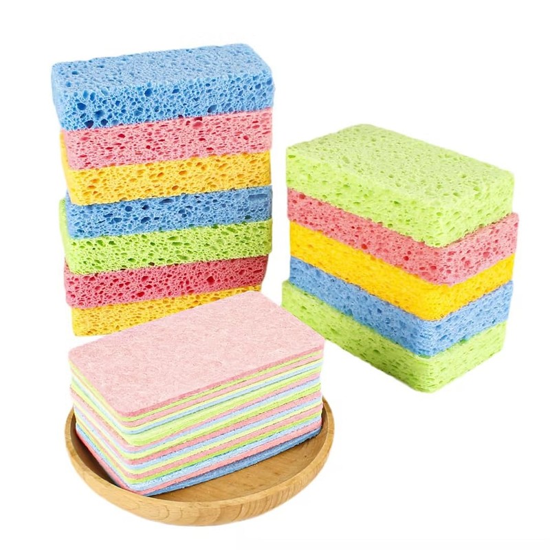 15 Pack Compostable Pop Up Eco Sponges, Multicolour, Non-Scratch, Household,