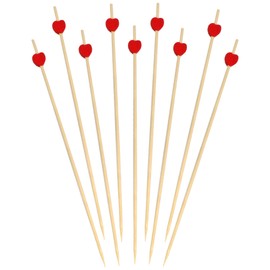 BambooMN 9.5" (21cm) Decorative Red Heart Bamboo Cocktail Fruit Sandwich Picks Skewers for Catered Events, Holiday's, Restaurants or Buffets Party Supplies, 300 Pieces