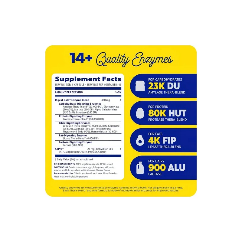 Enzymedica Digest Goldtm Con Atpro® 45 Cápsulas Sabor Sin Sabor