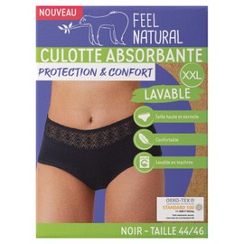 Feel Natural Saugfähige Unterhose Schutz und Komfort, waschbar und wiederverwendbar, Farbe: Schwarz, Größe XXL (44/46)