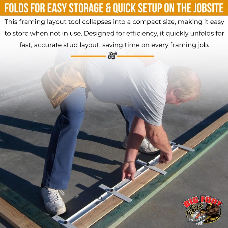 Big Foot Folding Layout Stick – Adjustable Stud Spacing Tool