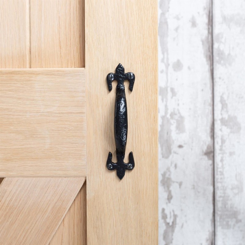 Hammer and Tongs Rustic Fleur De Lis Door Handles -